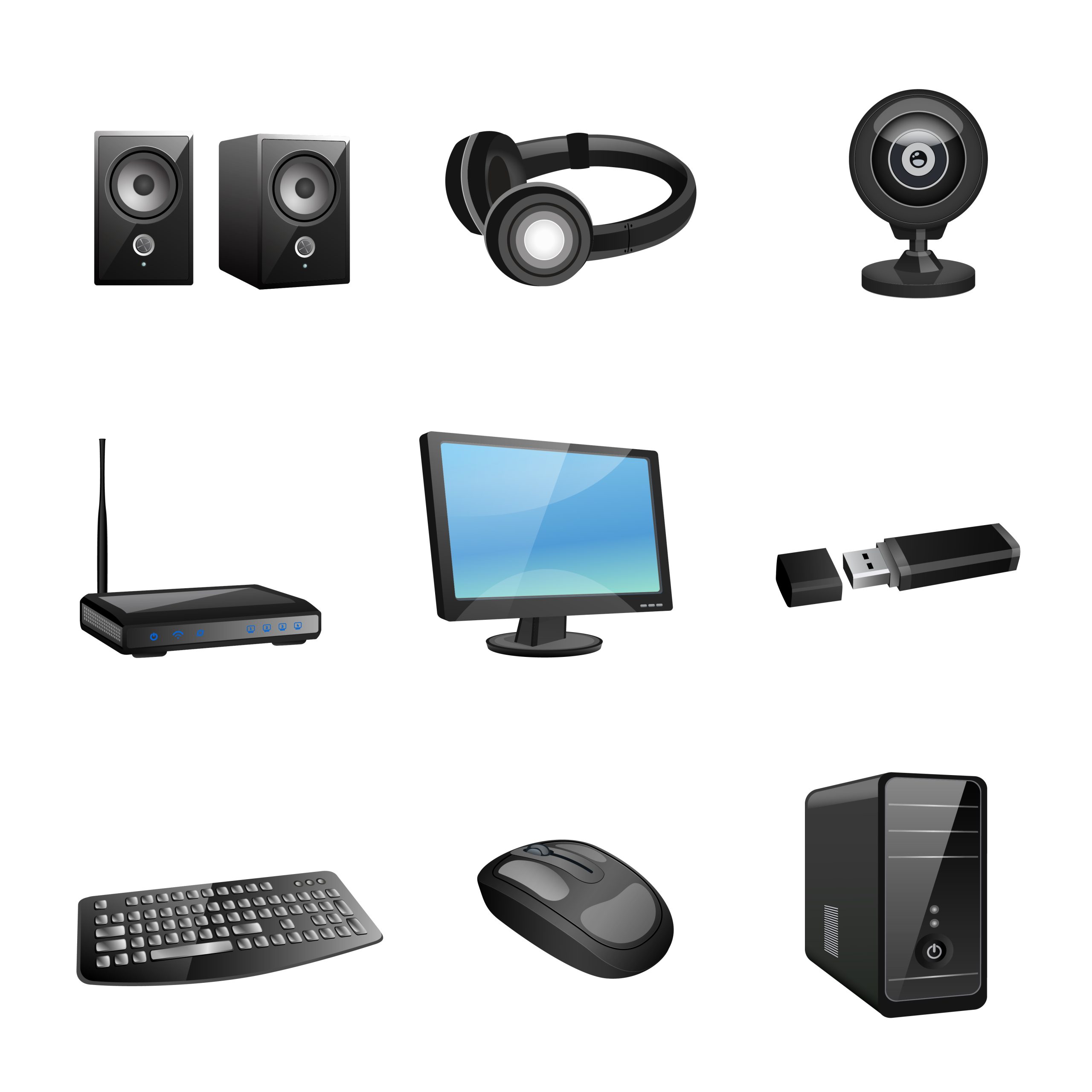 computer accessories icons black
